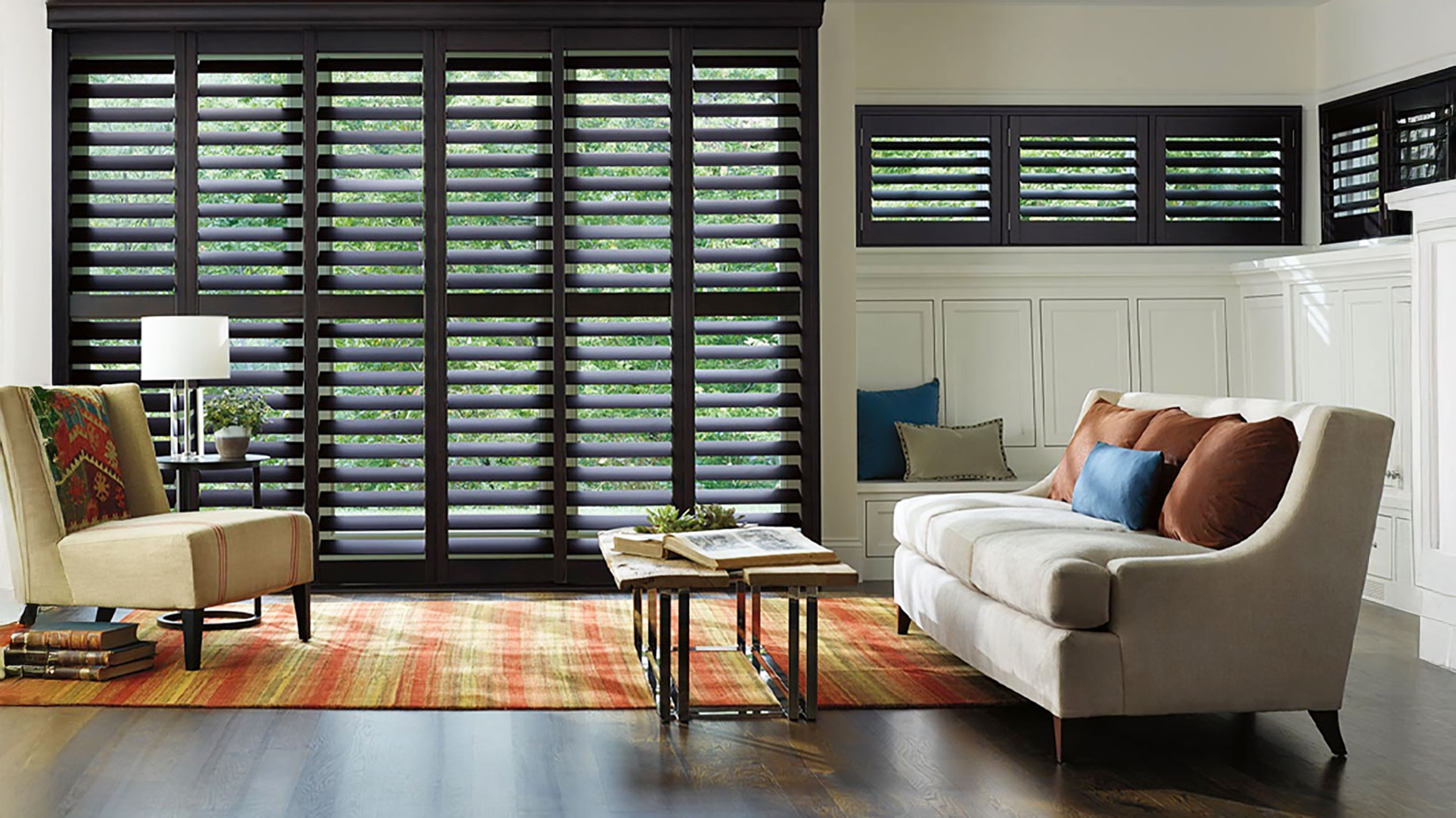 Plantation shutters living room